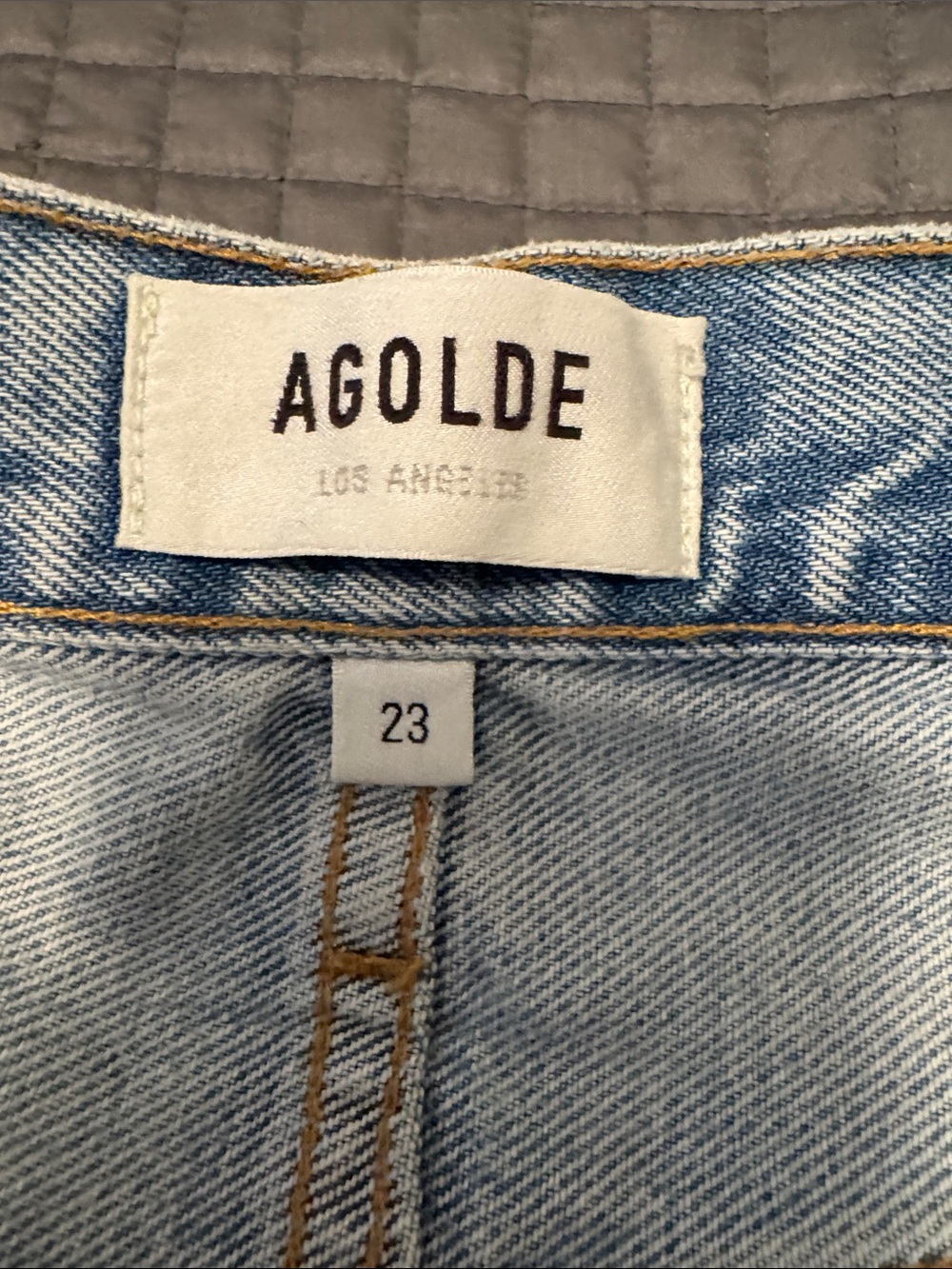 Agolde Riley Light Blue Distressed High-Rise Denim Shorts - Picture 3 of 4